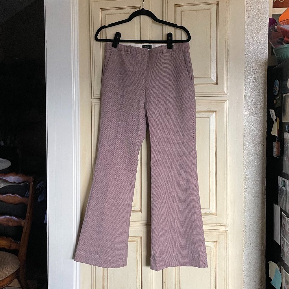 Theory Purple Mini Houndstooth Wide Leg Slacks